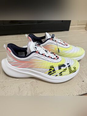 Women's White Neon Accent Athletic Sneakers